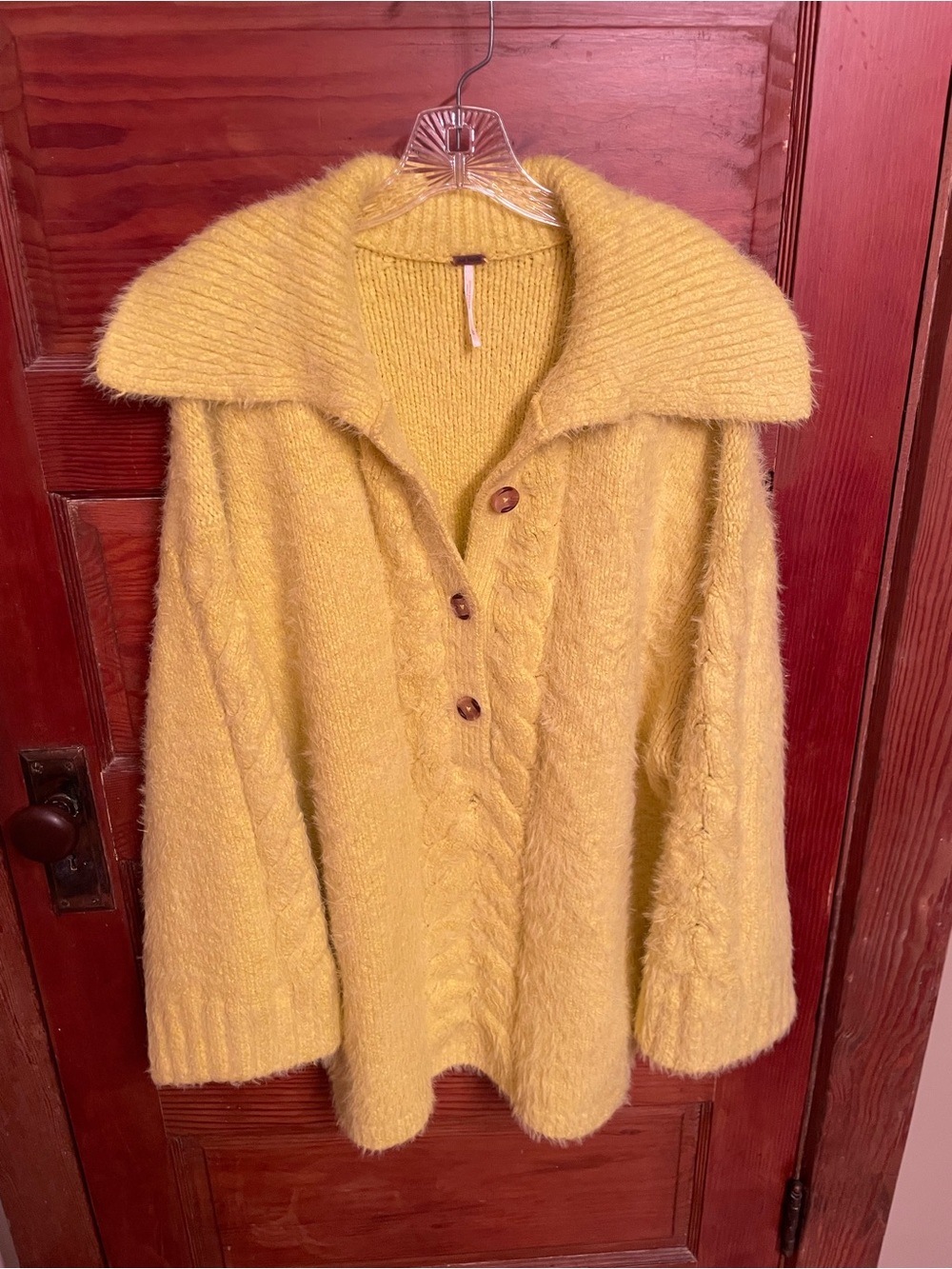 Free People Bright Yellow Chunky Knit Sweater